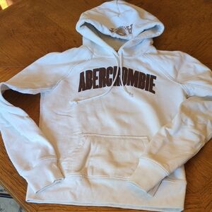 Y2K Women's Abercrombie & Fitch White Hoodie Sweatshirt